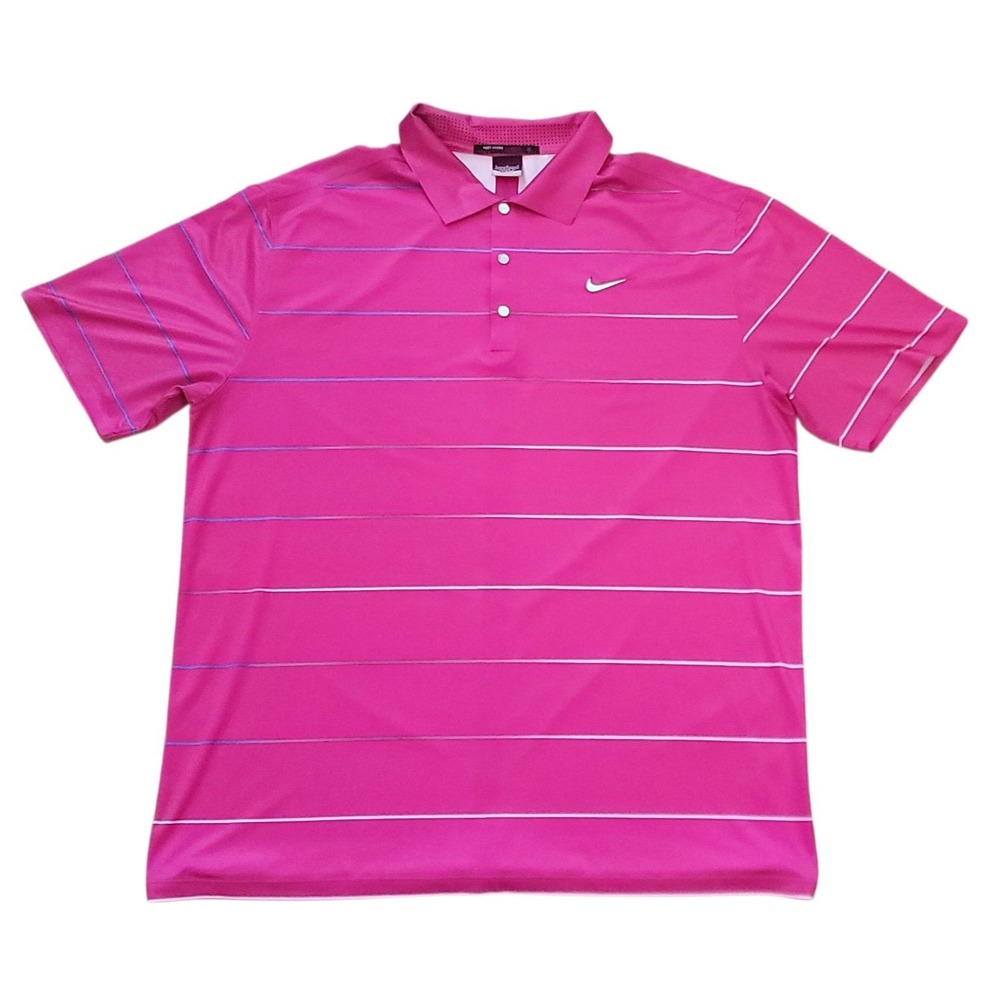 Nike Tiger Woods Collection Men's Red Dri-FIT Stretch Golf Shirt‎ Sz Large